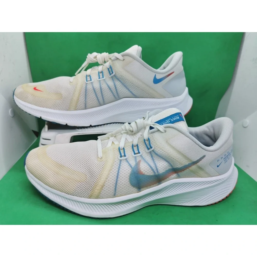 Men's 11.5 M Nike 2021 Quest 4 White Pure Platinum Blue DA1105-101 Running Shoes